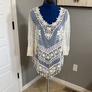 SHEIN White Lace Overlay Dress
